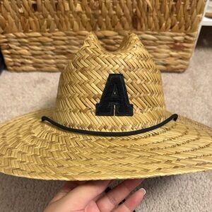 Straw Hat with Black Letter A